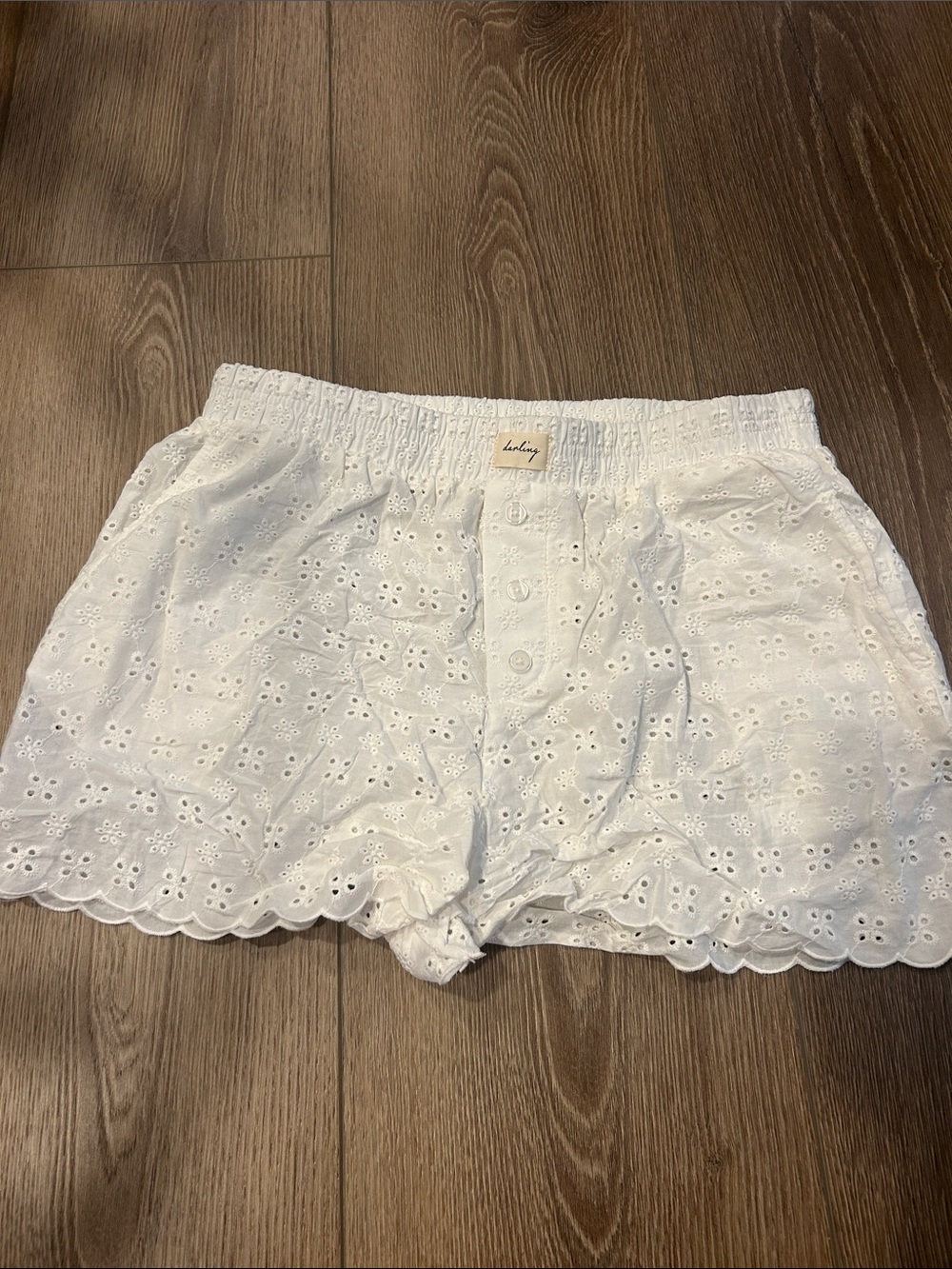 wild fable White Eyelet Button-Front Cotton Lounge Shorts